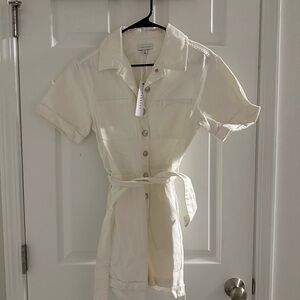 Topshop Cream Short Sleeve Jumpsuit
